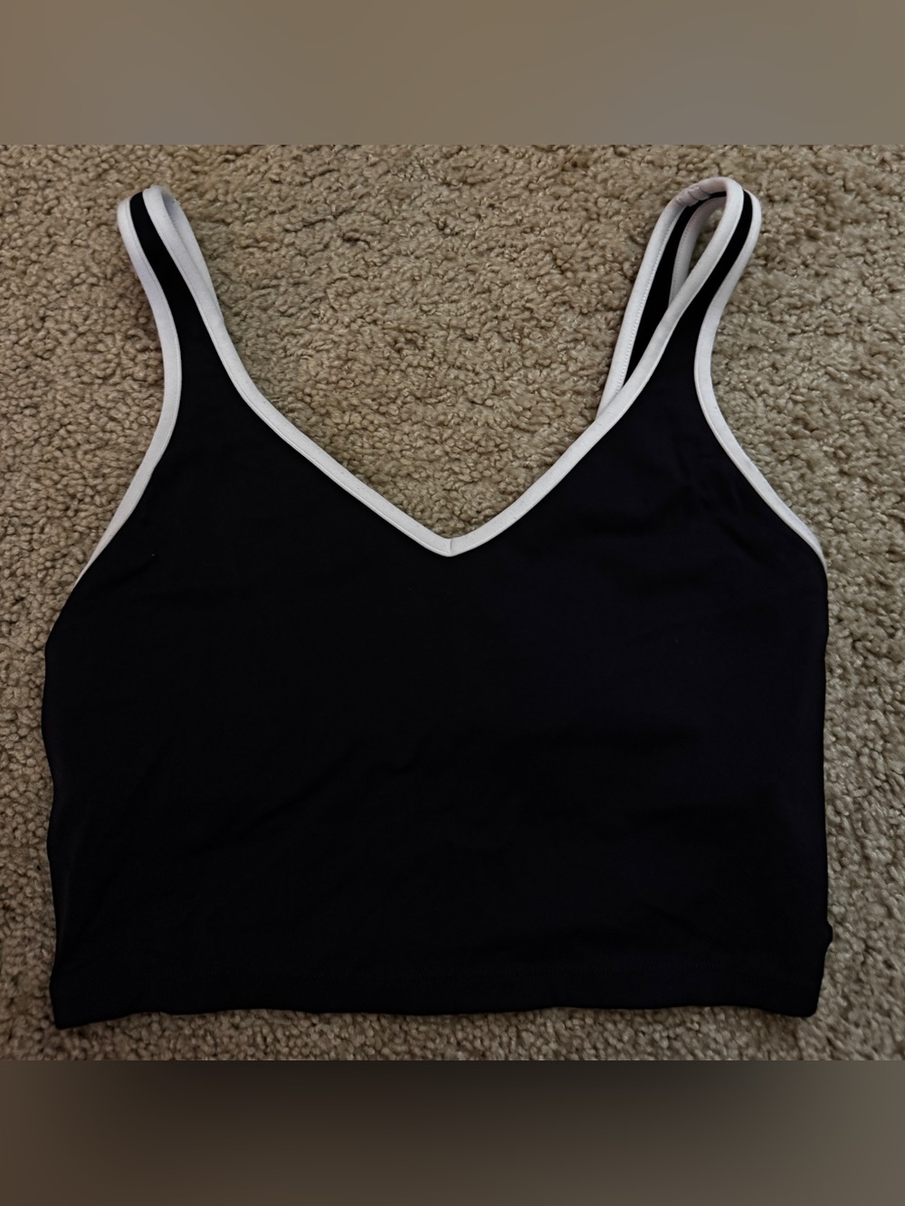 aerie Black Cropped Tank with White Trim